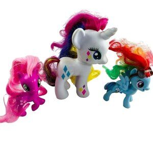 Lot 3 My Little Pony G4 Brushable White Unicorn Pink  Horse Blue Horse Wings